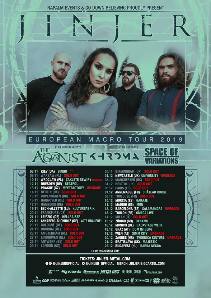 Jinjer euro macro tour 2019