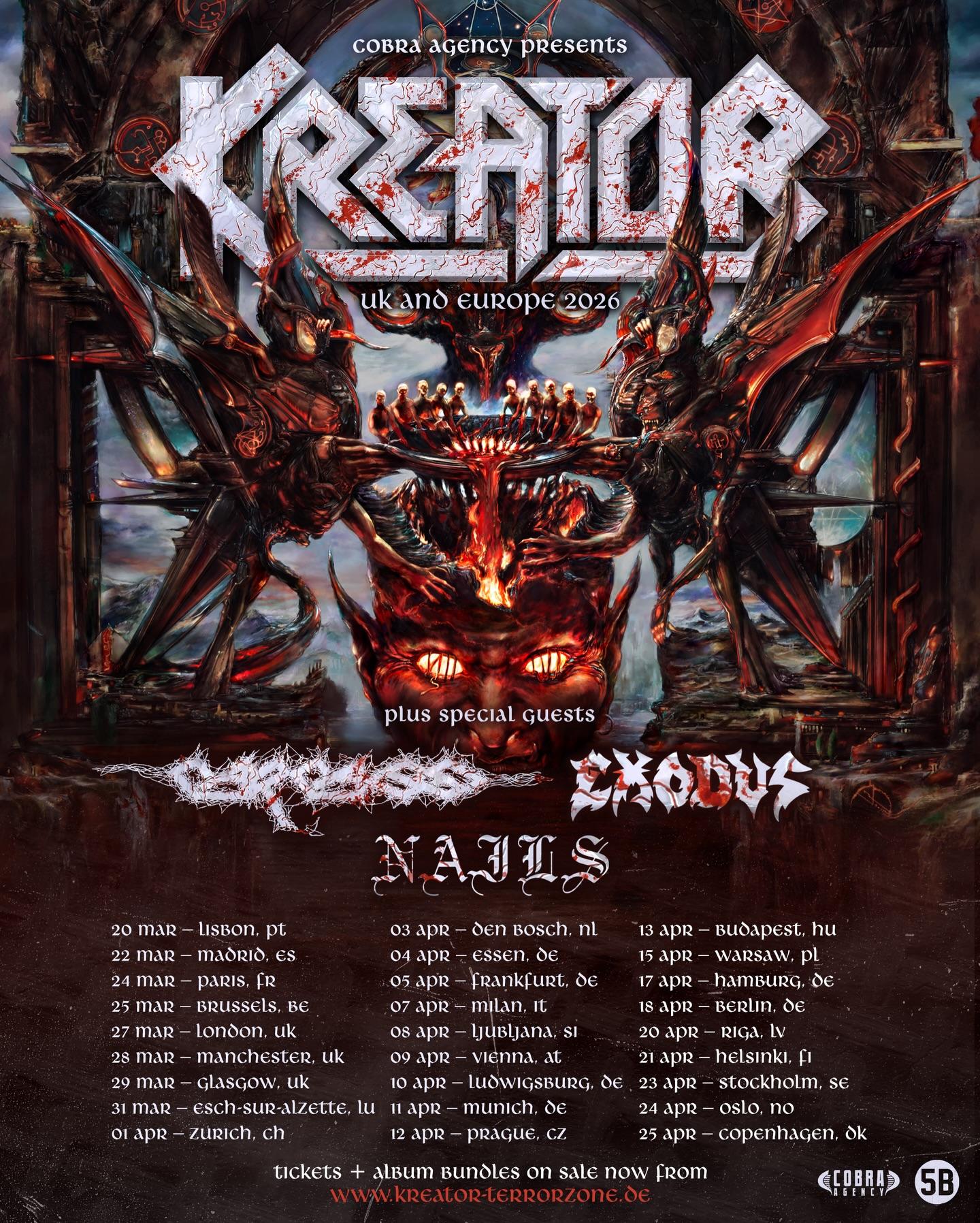 Kreator uk and europe 2026