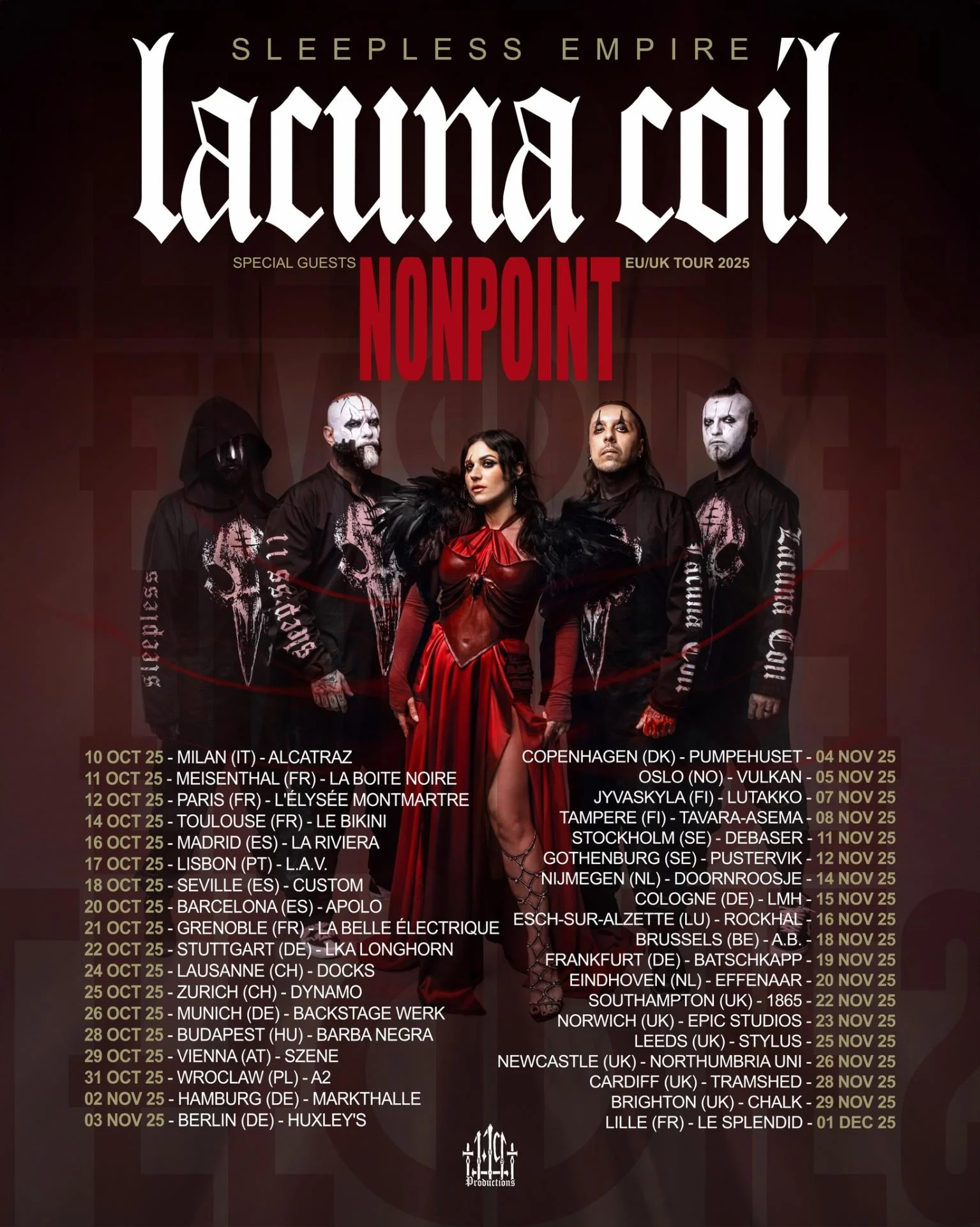 Lacuna coil europe tour 2025