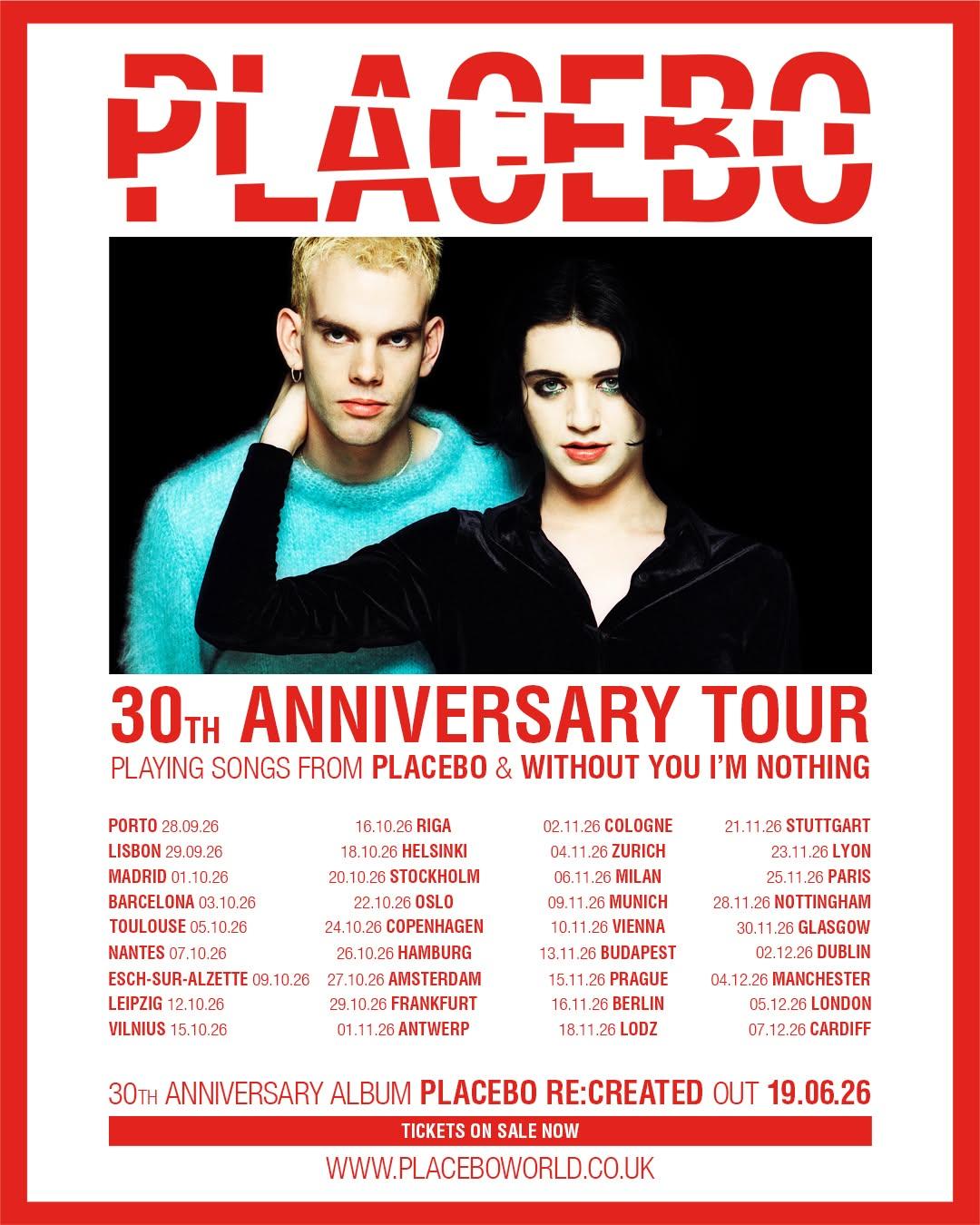 Placebo 30th anniversary tour 2026